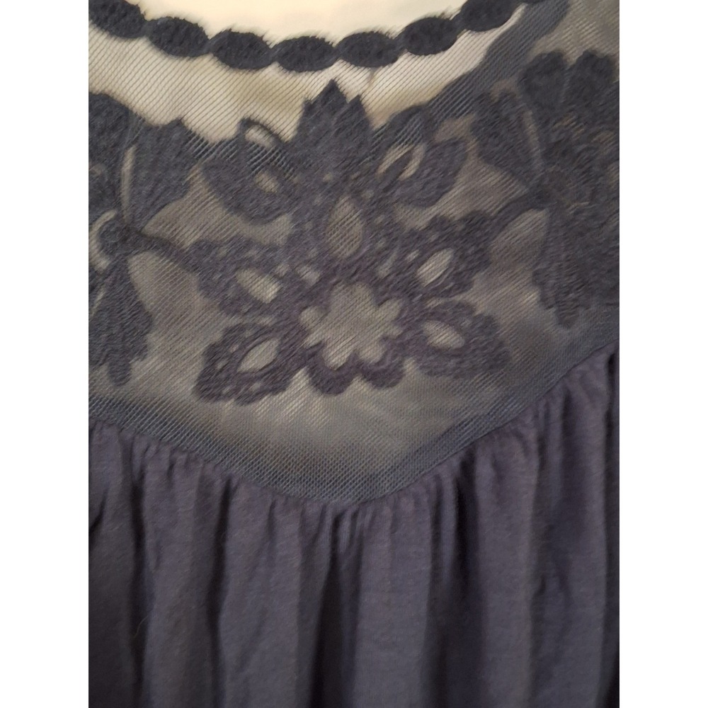 American Eagle Black Mesh Floral Embroidered Whimsygoth Festival Tank Top Small - Picture 3 of 5